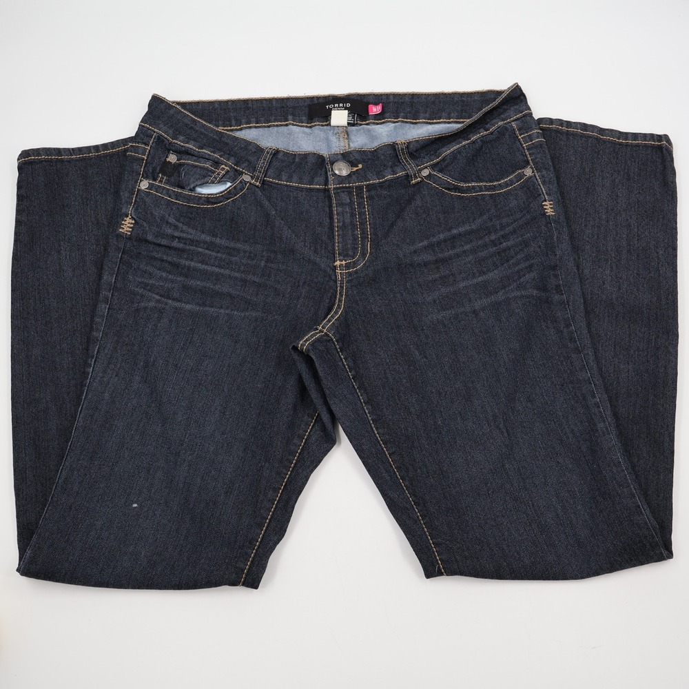Torrid Denim Straight Leg Jeans Womens 18T Dark Wash Blue Stretch Mid Rise